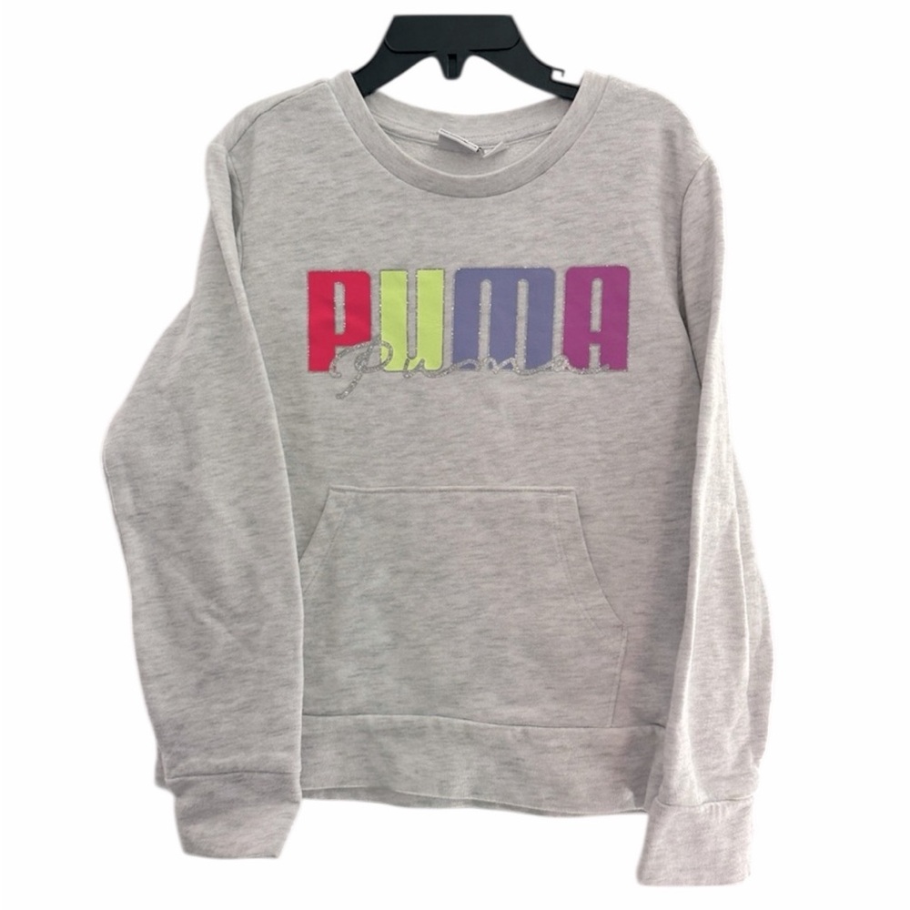 PUMA Girl’s Gray Crewneck Sweatshirt - Size 7 - Pre-Loved